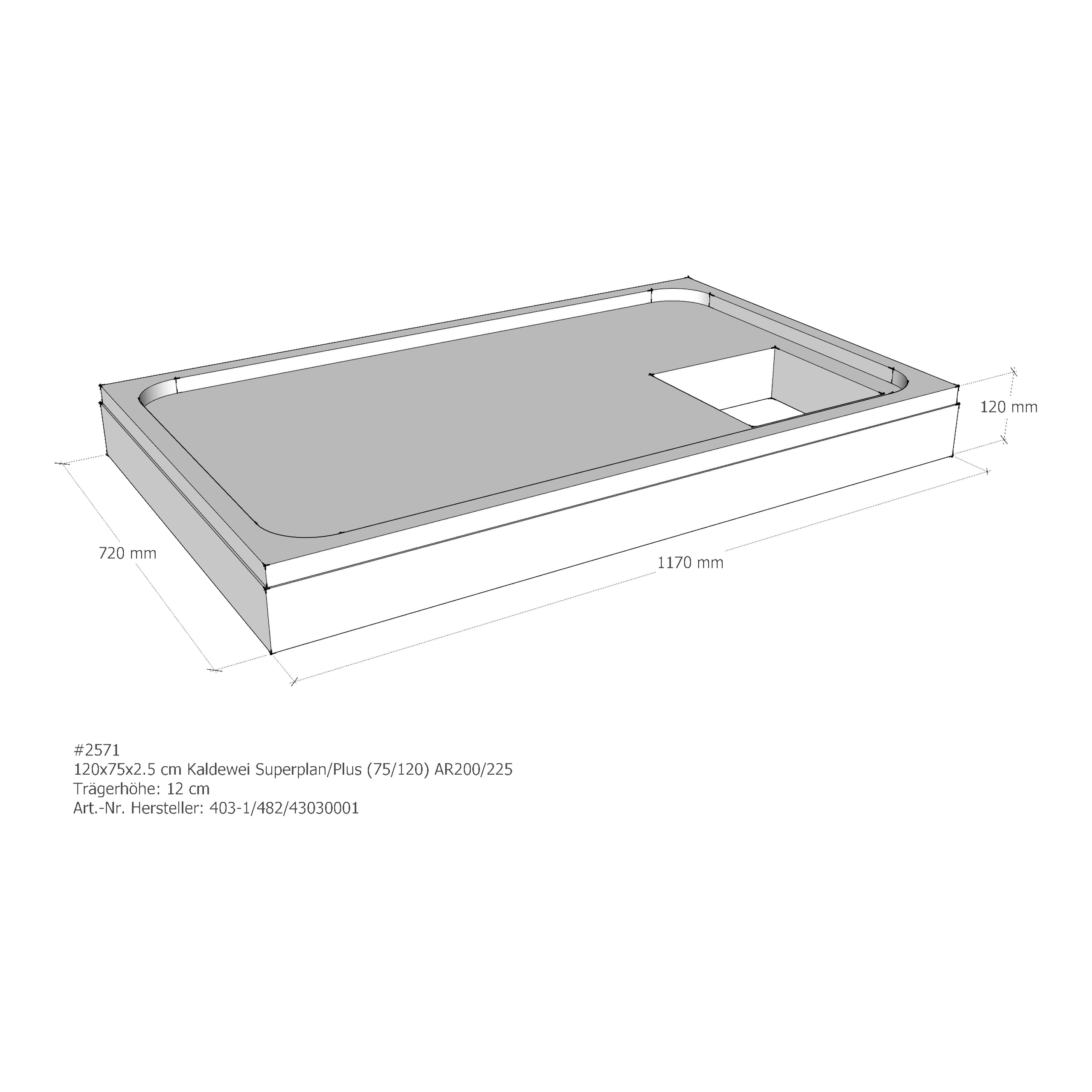 Duschwannenträger für Kaldewei Superplan (Plus) 75 × 120 × 2,5 cm Duschwannenträger für Kaldewei Superplan (Plus) 75 × 120 × 2,5 cm