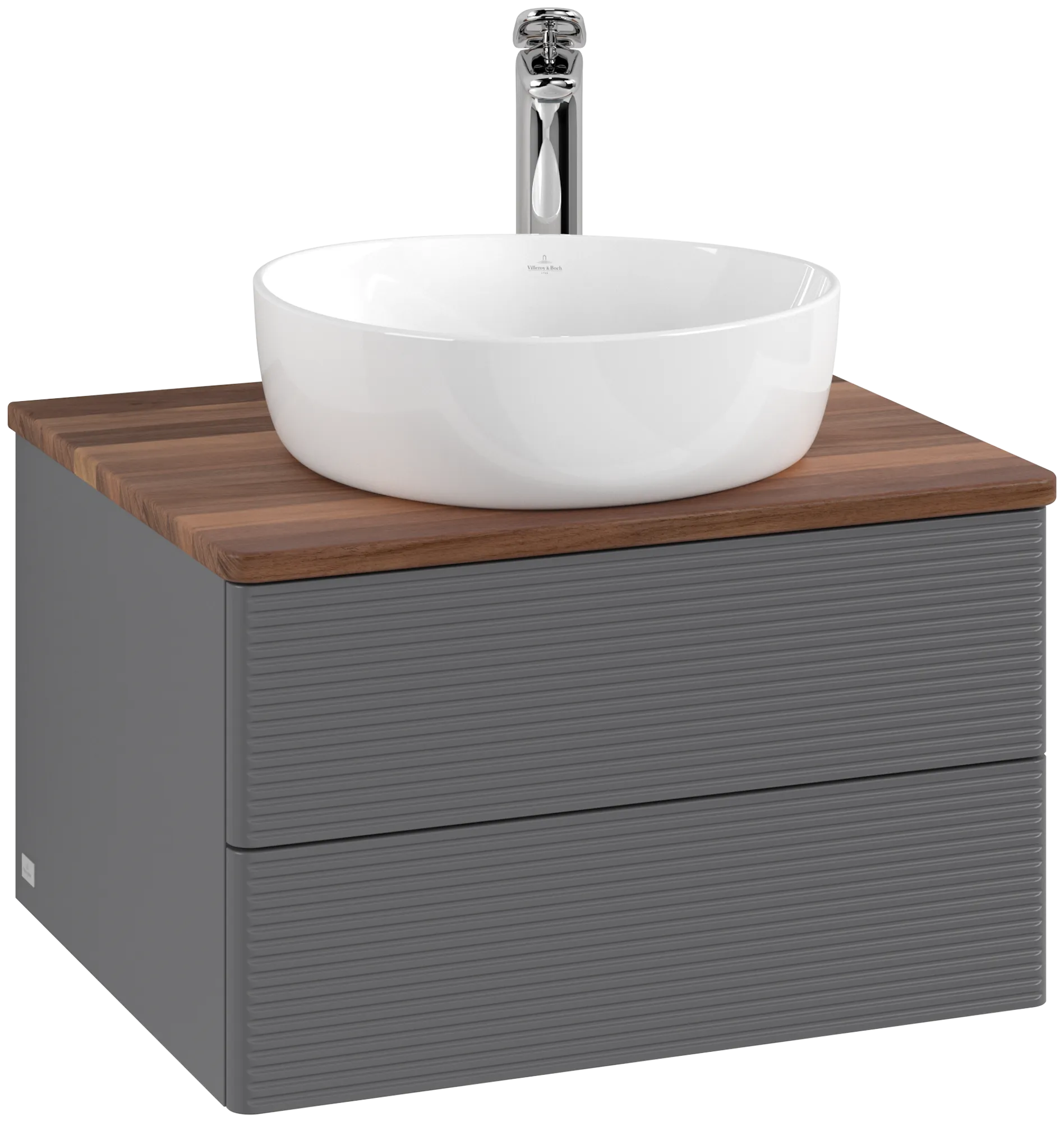 Villeroy & Boch Antao Waschbeckenunterschrank K18_5, 600x360x500 mm, Anthracite Matt Lacquer / Warm Walnut