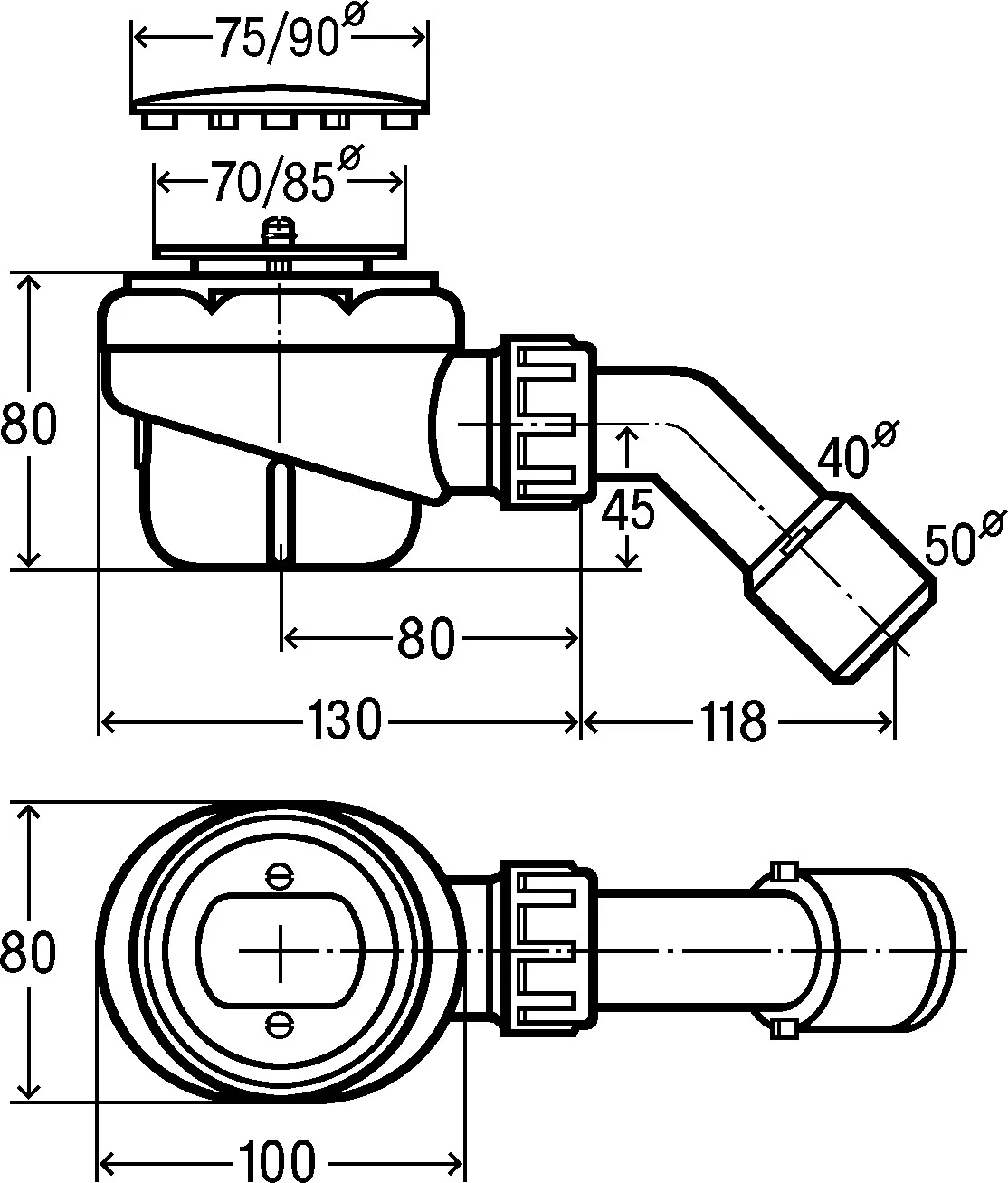 Viega Ablaufgarnitur Modell 6928 „Domoplex“ ⌀ 75 mm, DN40 / 50 8 cm Viega Ablaufgarnitur Modell 6928 „Domoplex“ ⌀ 75 mm, DN40 / 50 8 cm