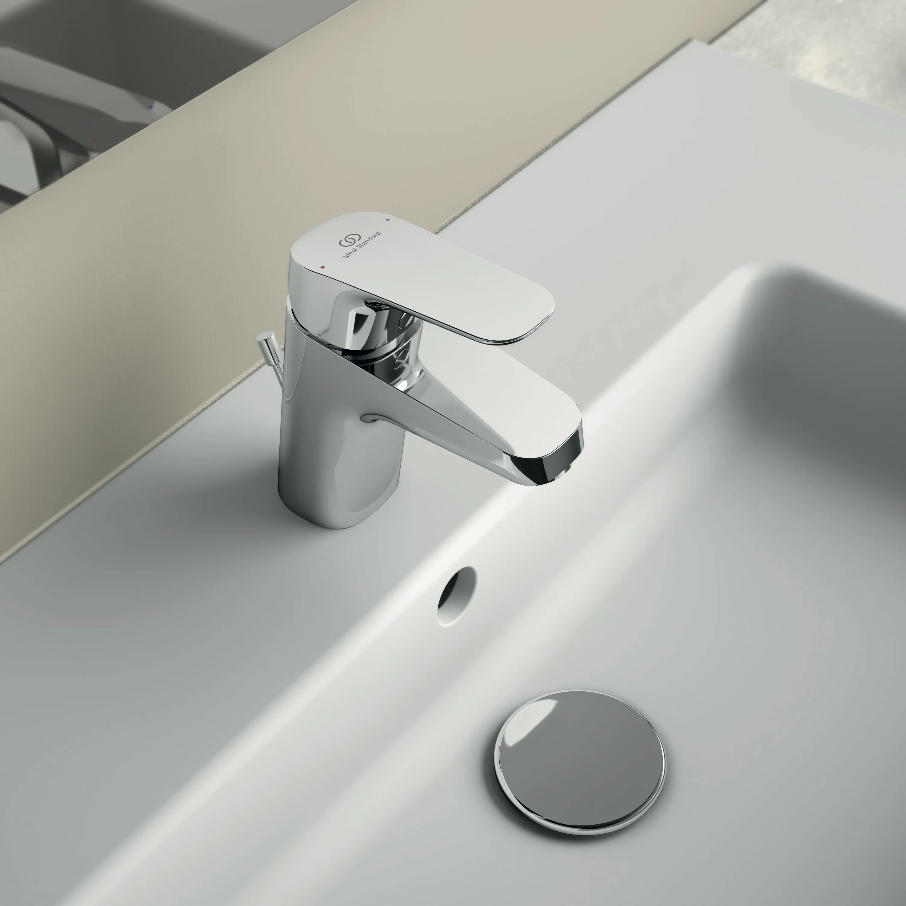 Waschtischarmatur Ceraflex, 5 l/min., mit Ablaufgarnitur, Ausladung 101mm, Chrom Waschtischarmatur Ceraflex, 5 l/min., mit Ablaufgarnitur, Ausladung 101mm, Chrom