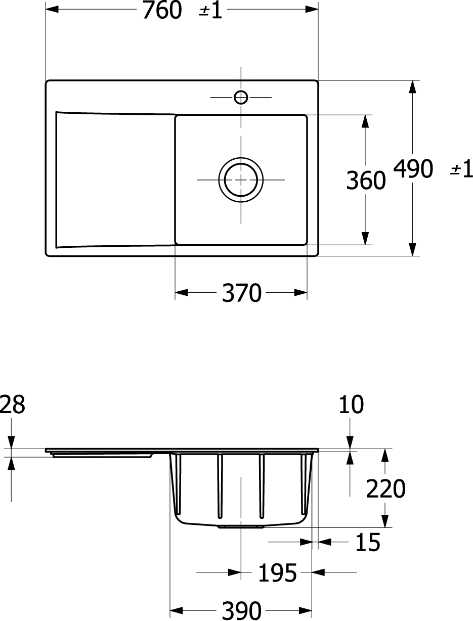 Villeroy & Boch Subway Style 45 Flat Spüle 780x510mm