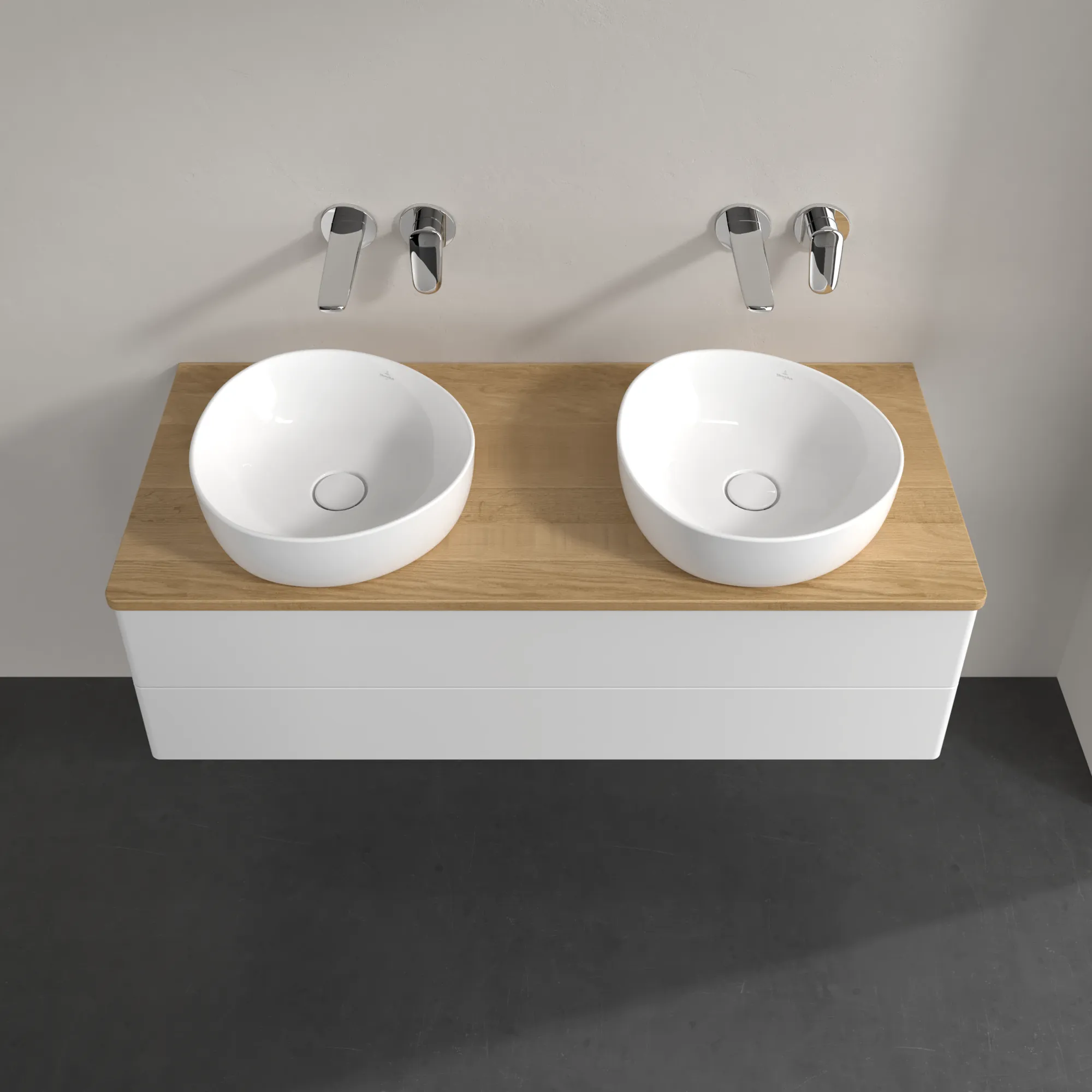 Villeroy & Boch Antao Waschbeckenunterschrank L24_1, 1200x360x500mm, Glossy White Lacquer / Honey Oak