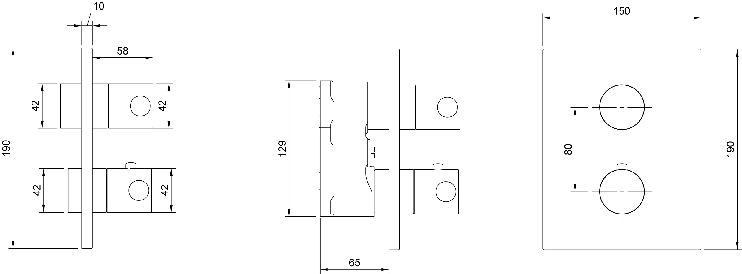 Villeroy & Boch Unterputz-Thermostat mit Dreiwege-Mengenregulierung, 150 x 58 x 190 mm, Rund, Wandmontage, Chrom Villeroy & Boch Unterputz-Thermostat mit Dreiwege-Mengenregulierung, 150 x 58 x 190 mm, Rund, Wandmontage, Chrom