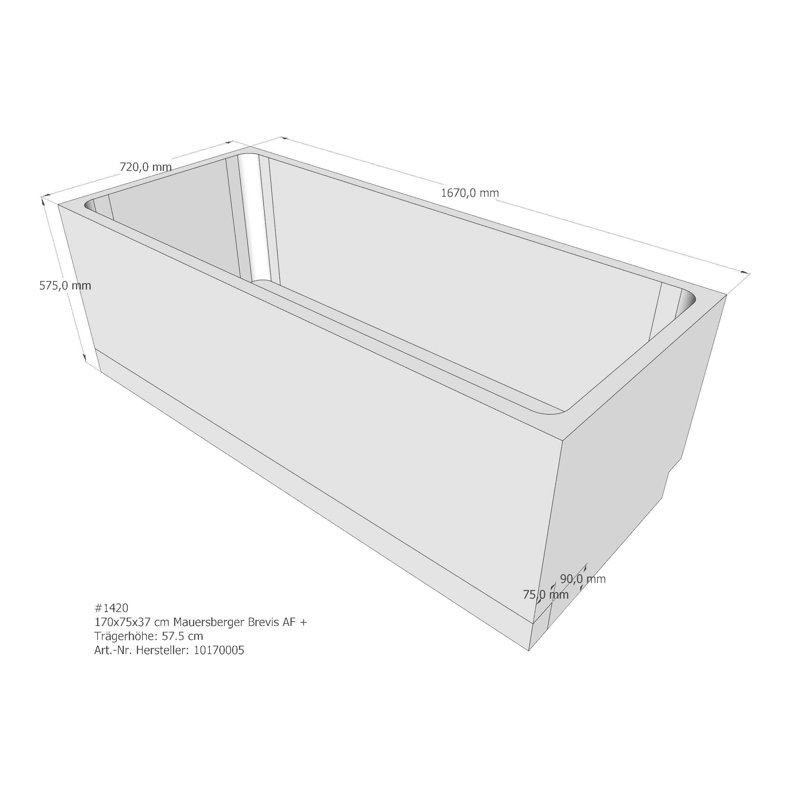Badewannenträger für Mauersberger Ausana 170 × 75 × 44,5 cm Badewannenträger für Mauersberger Ausana 170 × 75 × 44,5 cm