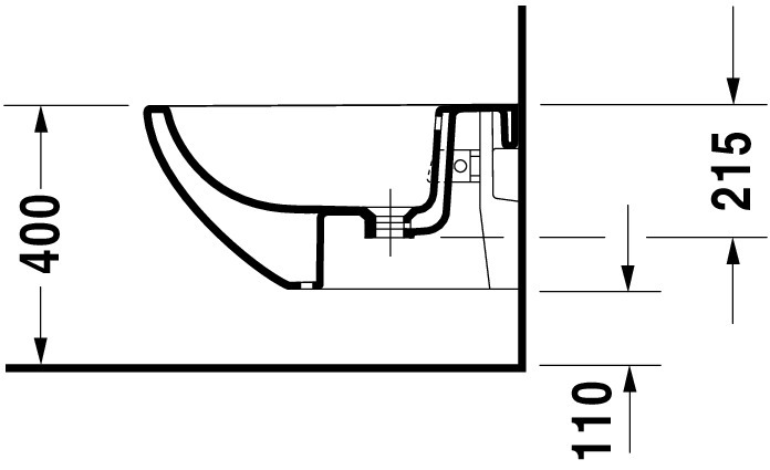 Wand-Bidet Architec 580 mm mit ÜL, mit HLB, 1 HL, Durafix, weiß