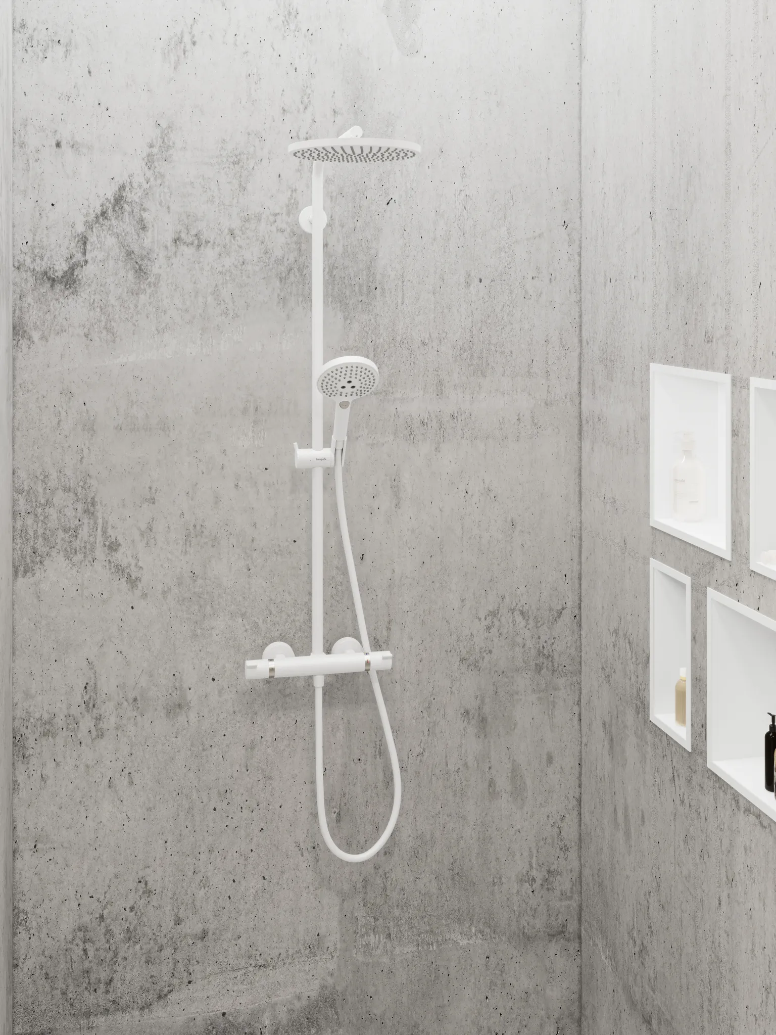 Hansgrohe Raindance Select S Showerpipe 240, PowderRain, 16 l/min, Thermostat Ecostat Comfort, Aufputzinstallation, DN15, G 1/2