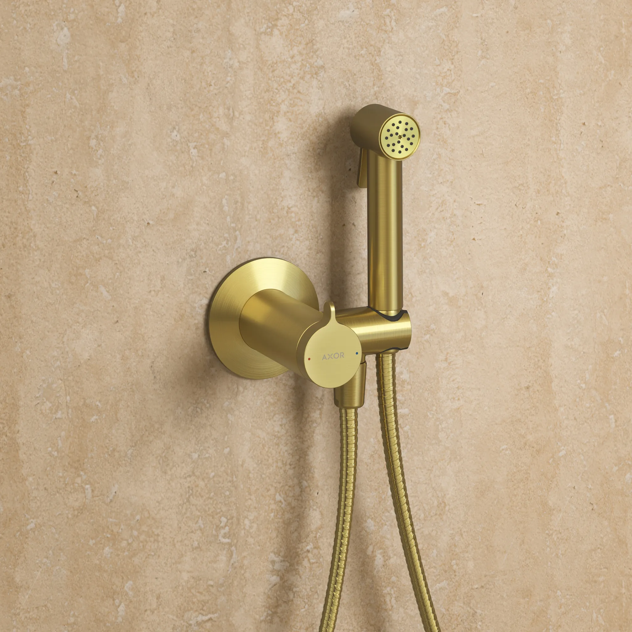 Hansgrohe AXOR Bidette Showers Handbrause, 1-jetig, rund für Mischwasser, Brushed Brass, Brauseschlauch 1.250 mm Hansgrohe AXOR Bidette Showers Handbrause, 1-jetig, rund für Mischwasser, Brushed Brass, Brauseschlauch 1.250 mm
