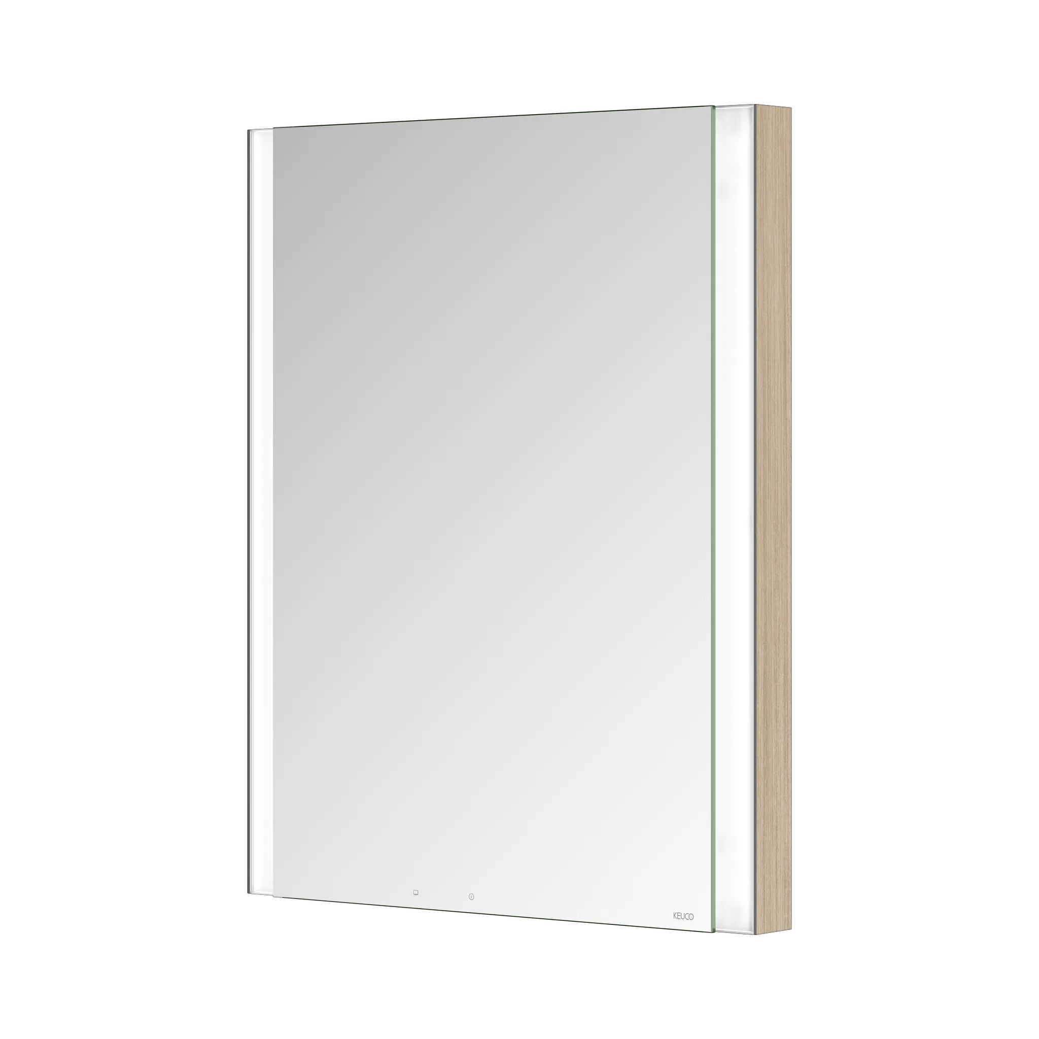 KEUCO Wandeinbau Spiegelschrank „Somaris“ Eiche hell Dekor, Anschlag rechts, rechts, Unterputz, Anschlag rechts, mit Spiegelheizung 600 × 710 × 115 mm