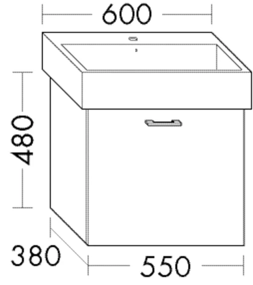 Waschtischunterschrank Sys30 von burgbad – 1 Auszug, 380 x 550 x 480 mm, Tiefe 260 mm