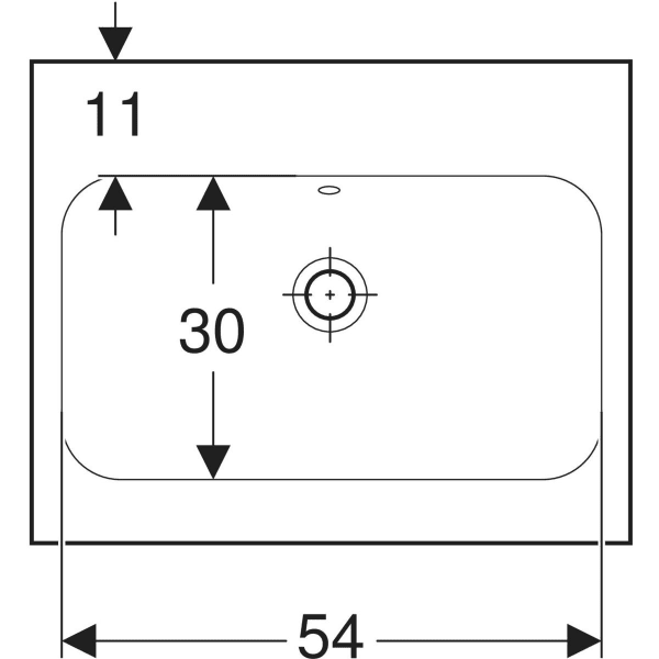 Wandwaschtisch „iCon Light“, mittig, rechteckig 60 × 48 cm