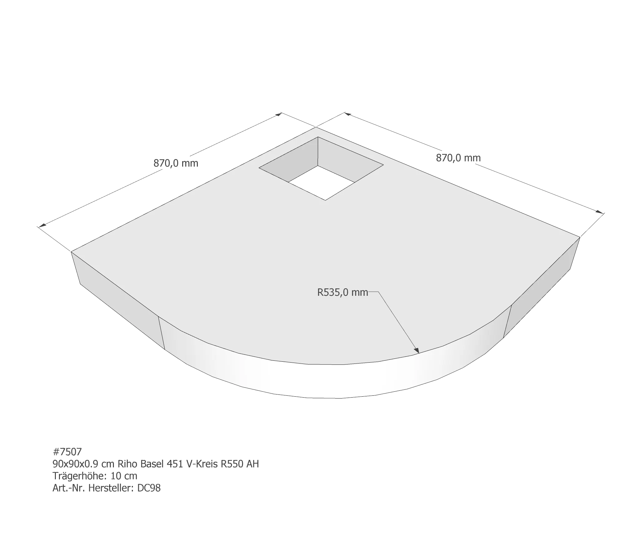 Duschwannenträger für Riho Basel 451 90 × 90 × 0,9 cm Duschwannenträger für Riho Basel 451 90 × 90 × 0,9 cm