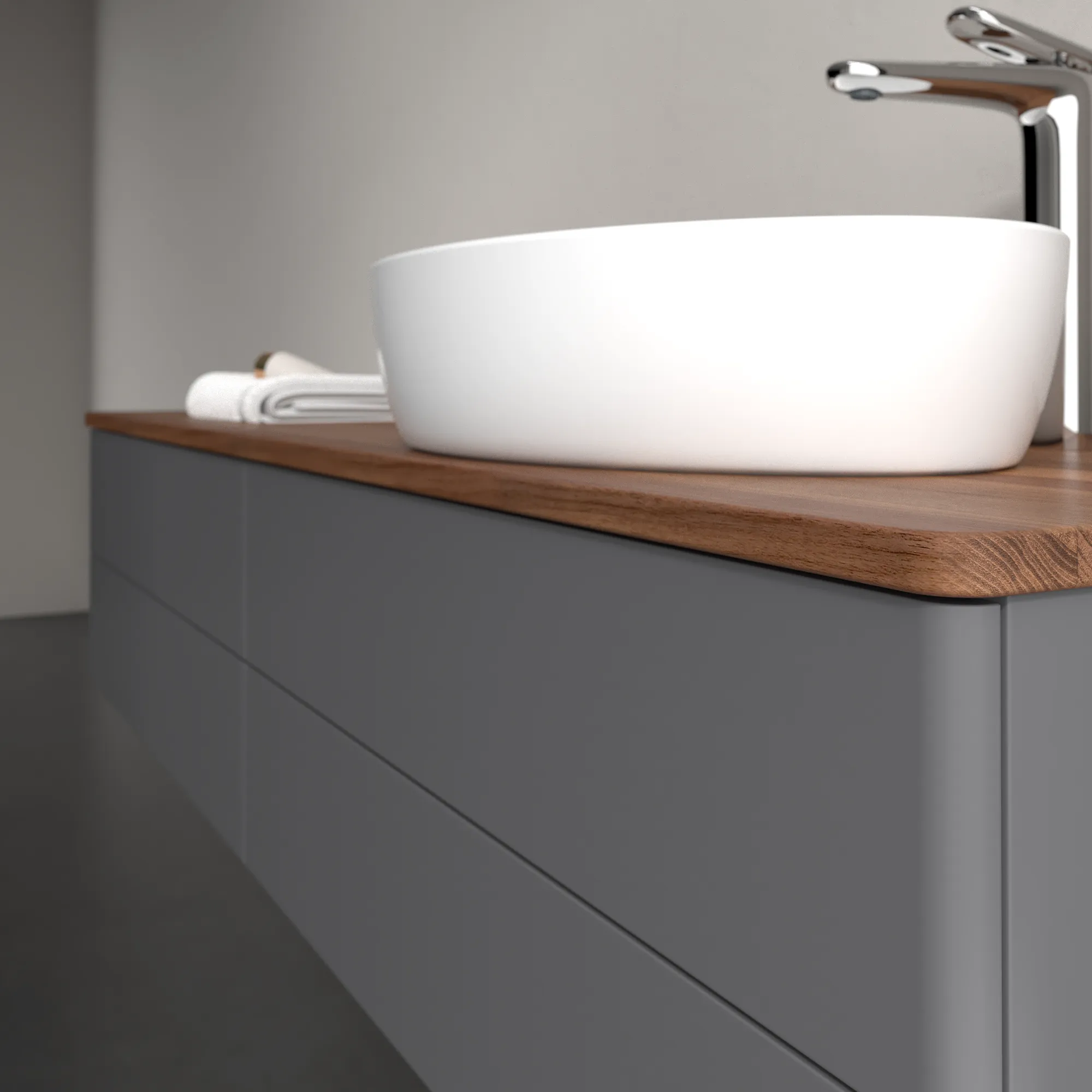 Villeroy & Boch Waschbeckenunterschrank Antao Anthracite Matt Lacquer 1600x360x500mm mit Beleuchtung und SoftClosing
