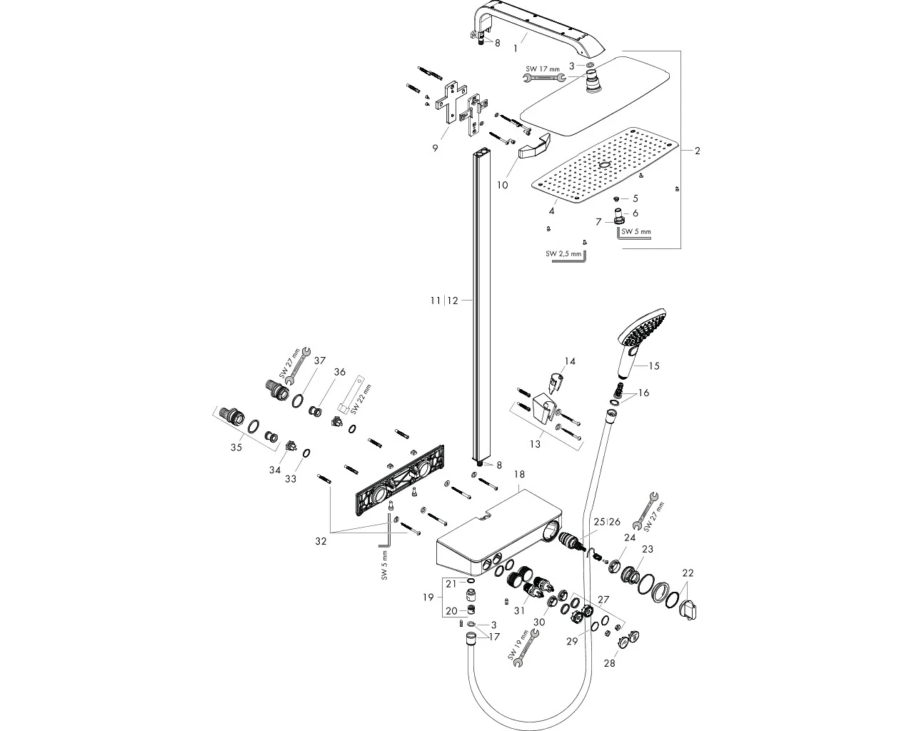 Showerpipe Raindance Select chrom mit ShowerTablet KB Raindance E 360 ST