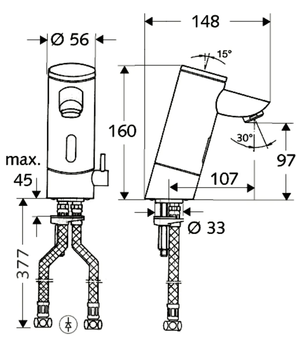 Waschtisch-Armatur PURIS E, Elektronisch, HD-M - Hochdruck Mischwasser, Infrarot, Batteriefach, G 3/8 IG, chrom