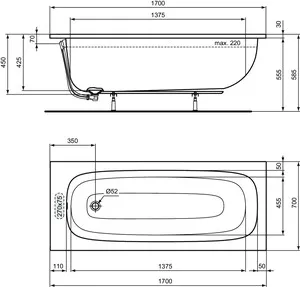 Ideal Standard Badewanne „i.life“ 70 × 170 cm Ideal Standard Badewanne „i.life“ 70 × 170 cm
