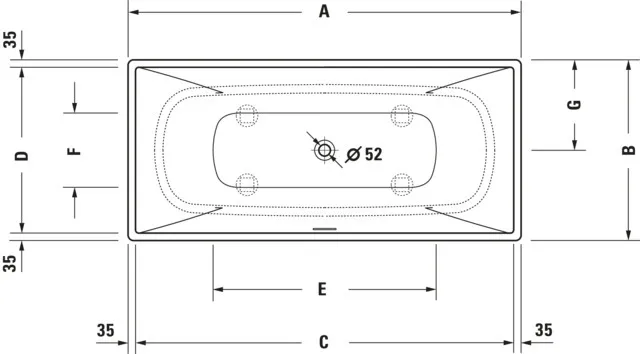 Duravit Badewanne „DuraSquare“ freistehend rechteck 185 × 85 cm