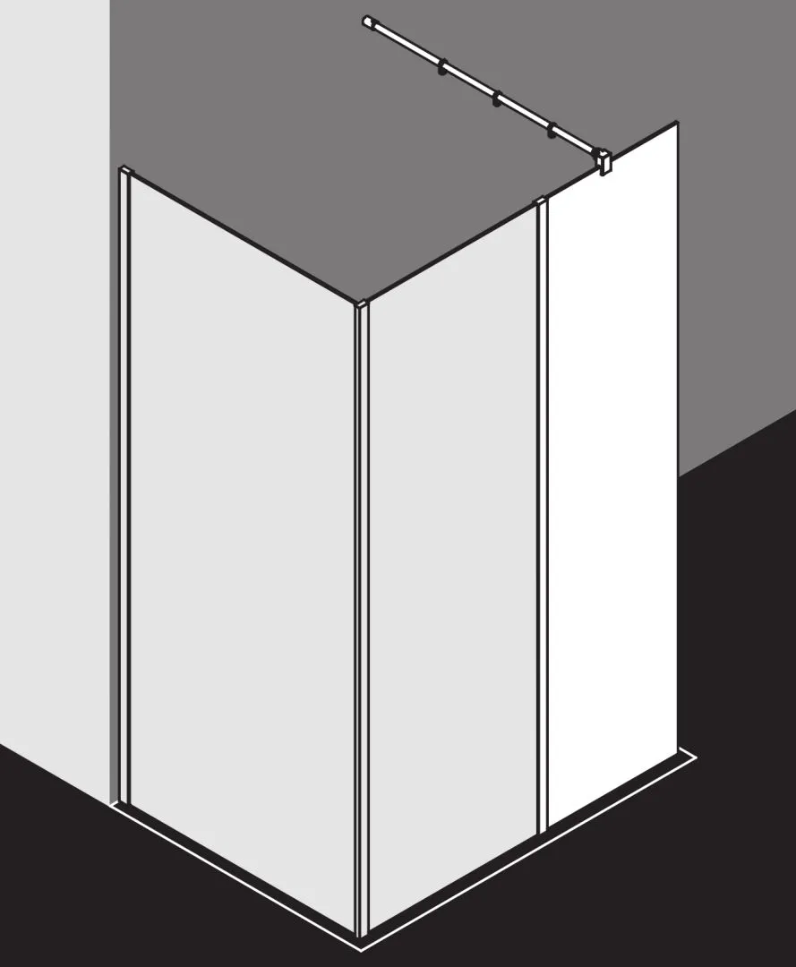 Kermi Duschdesign Walk-In-Duschkabine „WALK-IN XB“ Glas Klar, Profile Silber Hochglanz, BV: 300 - 300 mm H: 2000 mm