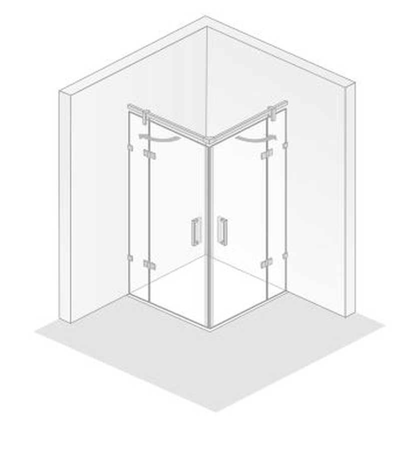 HSK rahmenlose Eckeinstieg an Nebenteilen 4-teilig „Atelier Plan Pur“ Glas Klar hell, Scharniere Chromoptik (Alu Hochglanz poliert), Sondergröße HSK rahmenlose Eckeinstieg an Nebenteilen 4-teilig „Atelier Plan Pur“ Glas Klar hell, Scharniere Chromoptik (Alu Hochglanz poliert), Sondergröße