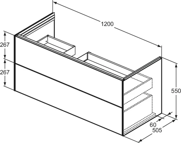 Ideal Standard Waschtischunterschrank „Conca“ 120 × 54,8 × 50,5 cm Eiche geflammt Furnier Ideal Standard Waschtischunterschrank „Conca“ 120 × 54,8 × 50,5 cm Eiche geflammt Furnier
