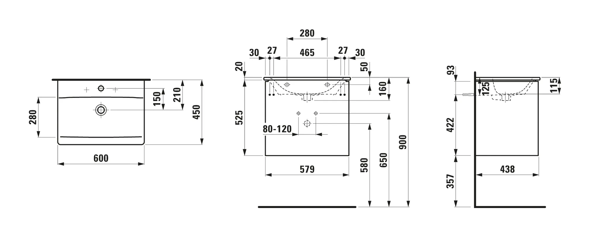 Laufen Badmöbelset inkl. Waschtisch „PALACE“ 600 × 450 × 545 mm Laufen Badmöbelset inkl. Waschtisch „PALACE“ 600 × 450 × 545 mm