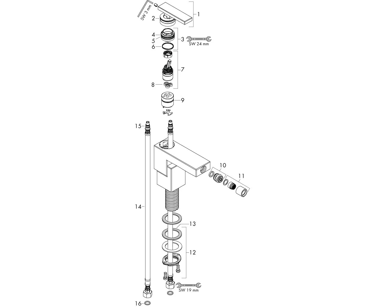 Bidetmischer Axor Edge chrom