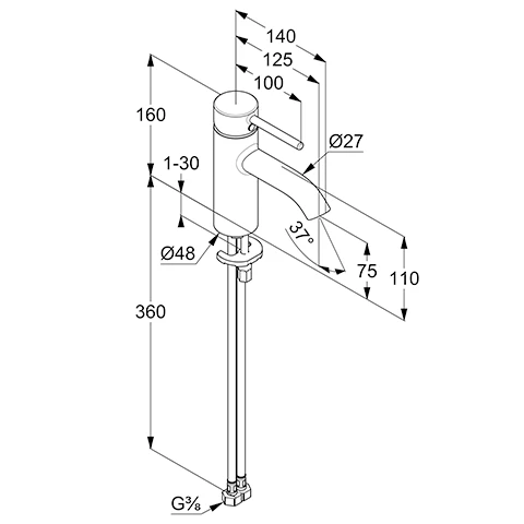 BOZZ WaschtischEHM 75mm ohne Ablaufgarnitur chrom BOZZ WaschtischEHM 75mm ohne Ablaufgarnitur chrom