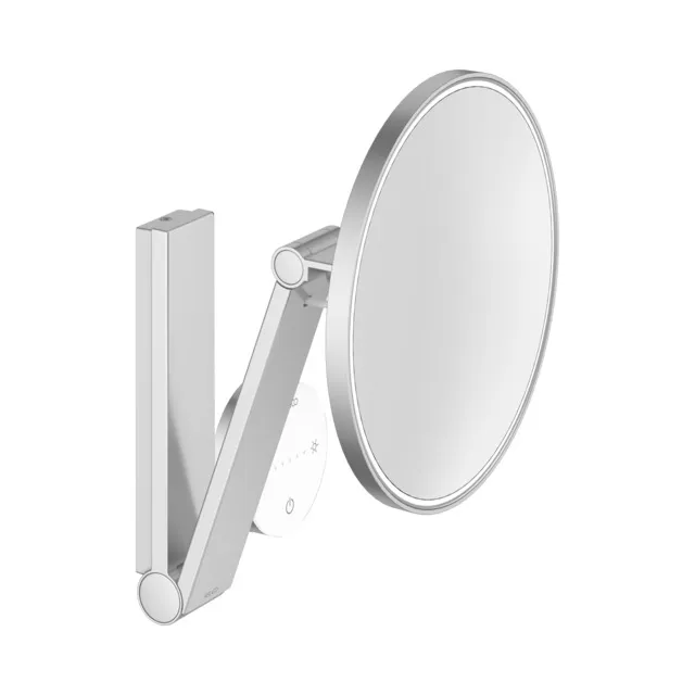 KEUCO Kosmetikspiegel mit Unterputz-Kabelführung „iLook_move“ Rund, mit Beleuchtung in Aluminium-finish, ⌀ 212 mm
