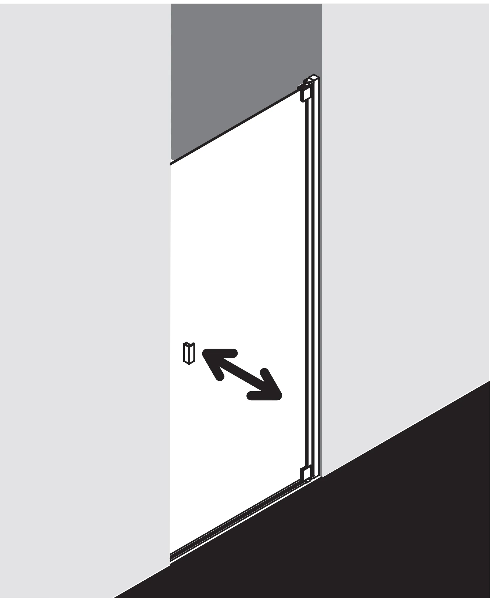 Kermi Pendeltür 1-flügelig links für Nische „RAYA“ Glas Klar Dekor Stripe 3, Profile Silber Mattglanz, BV: 878 - 908 mm WE: 878 - 908 mm H: 2000 mm Kermi Pendeltür 1-flügelig links für Nische „RAYA“ Glas Klar Dekor Stripe 3, Profile Silber Mattglanz, BV: 878 - 908 mm WE: 878 - 908 mm H: 2000 mm