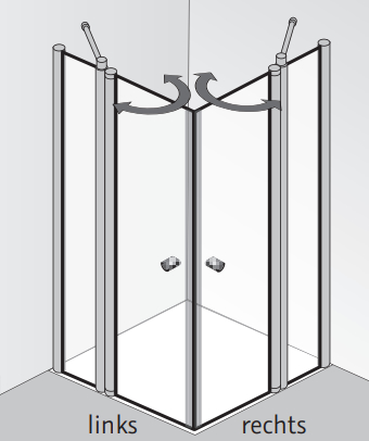 HSK teilgerahmte Eckeinstieg pendelbar 4-teilig „Exklusiv“ Glas Mattierung mittig (65 cm), Profile Weiß, B: 900 mm H: 2000 mm HSK teilgerahmte Eckeinstieg pendelbar 4-teilig „Exklusiv“ Glas Mattierung mittig (65 cm), Profile Weiß, B: 900 mm H: 2000 mm