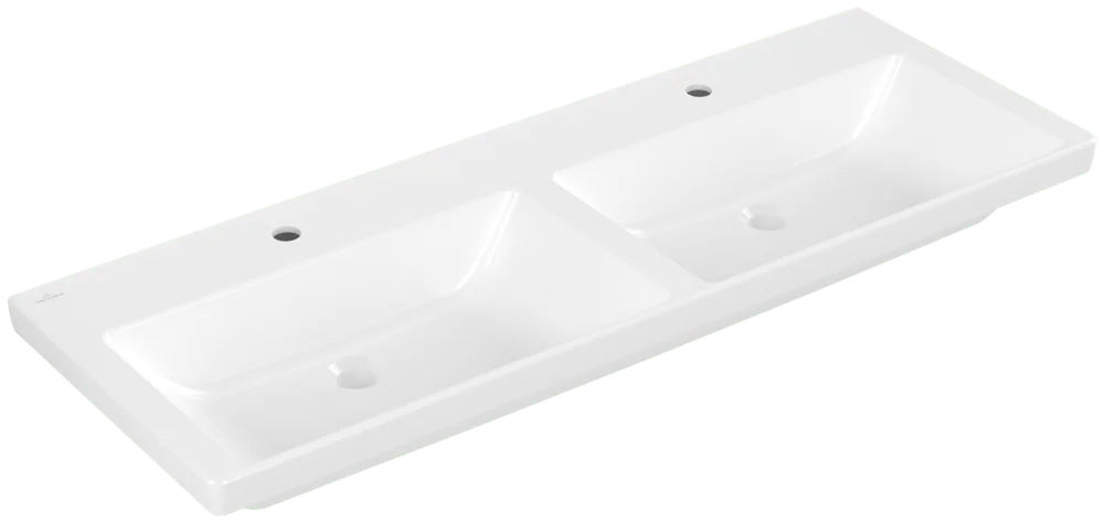Villeroy & Boch Schrank-Doppelwaschtisch Subway 3.0, 1300x475x165 mm, weiß Alpin, TitanCeram, glänzend, für zwei 3-Loch-Armaturen Villeroy & Boch Schrank-Doppelwaschtisch Subway 3.0, 1300x475x165 mm, weiß Alpin, TitanCeram, glänzend, für zwei 3-Loch-Armaturen