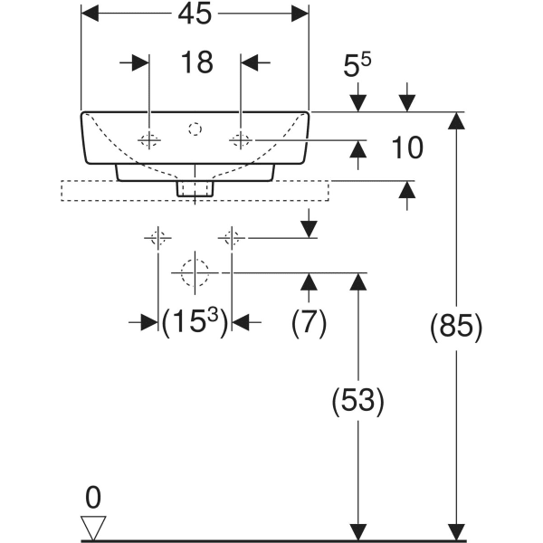Aufsatzwaschtisch „Renova Plan“, rechteckig 45 × 34 cm in weiß alpin Aufsatzwaschtisch „Renova Plan“, rechteckig 45 × 34 cm in weiß alpin