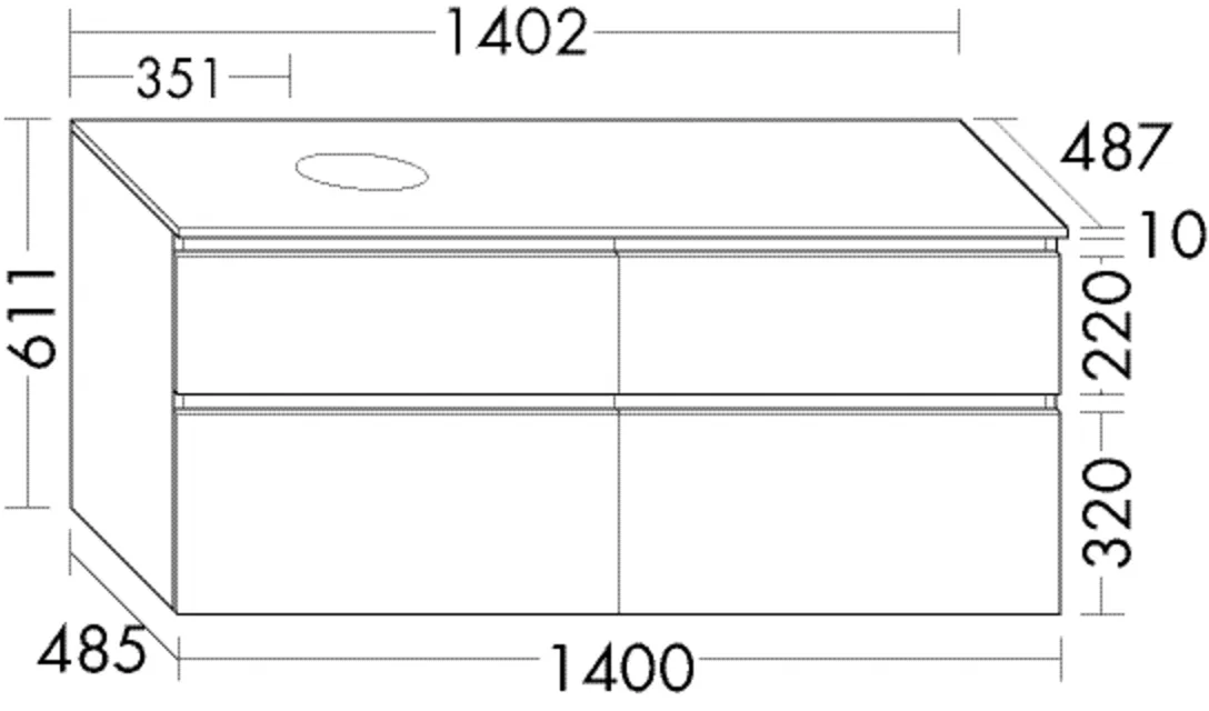 burgbad Waschtischunterschrank „Lin20“ in Schwarz Solid Matt