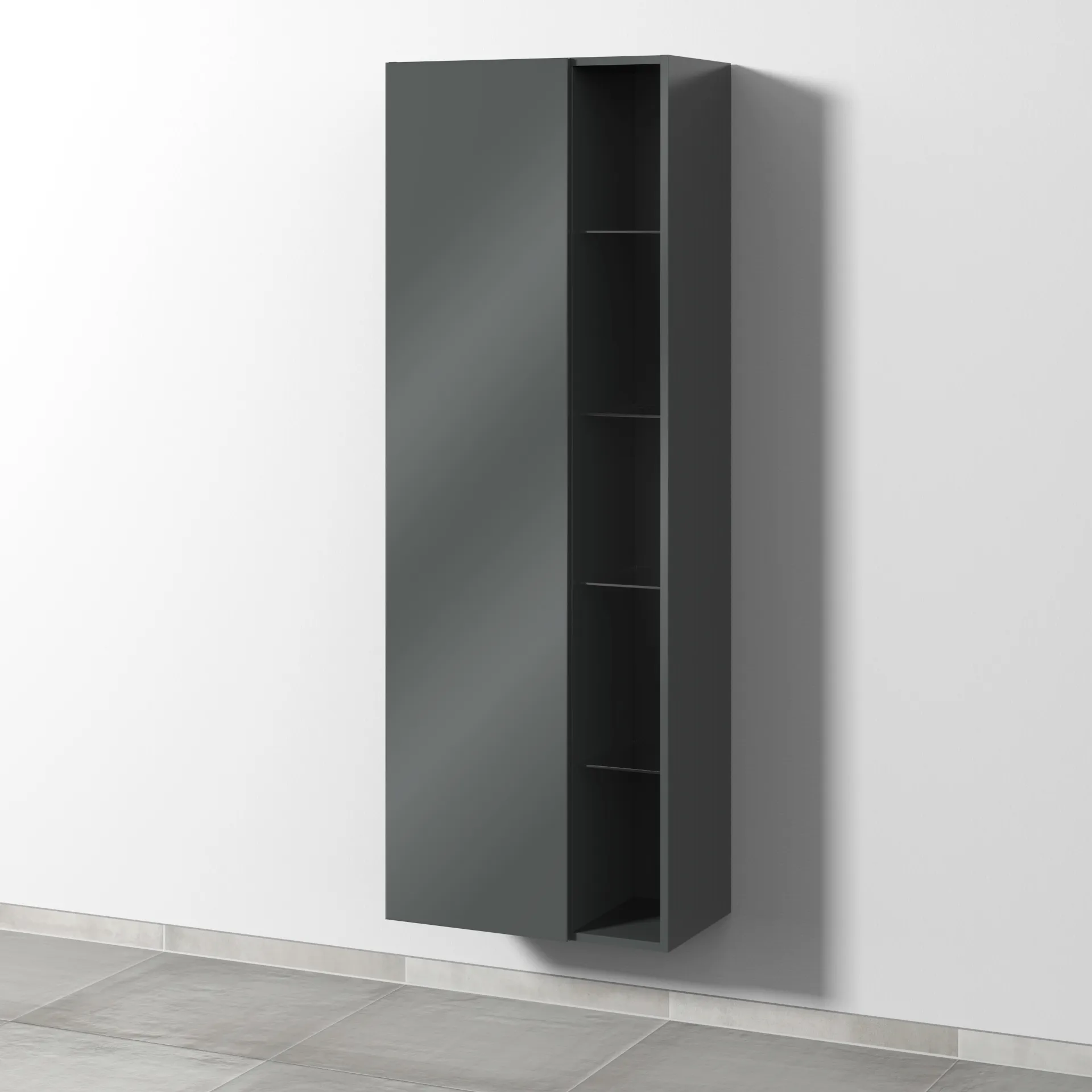 Sanipa Stauraumschrank „3way“ 600 × 1700 × 345 mm Anschlag links, in Anthrazit (glanz), Anschlag links