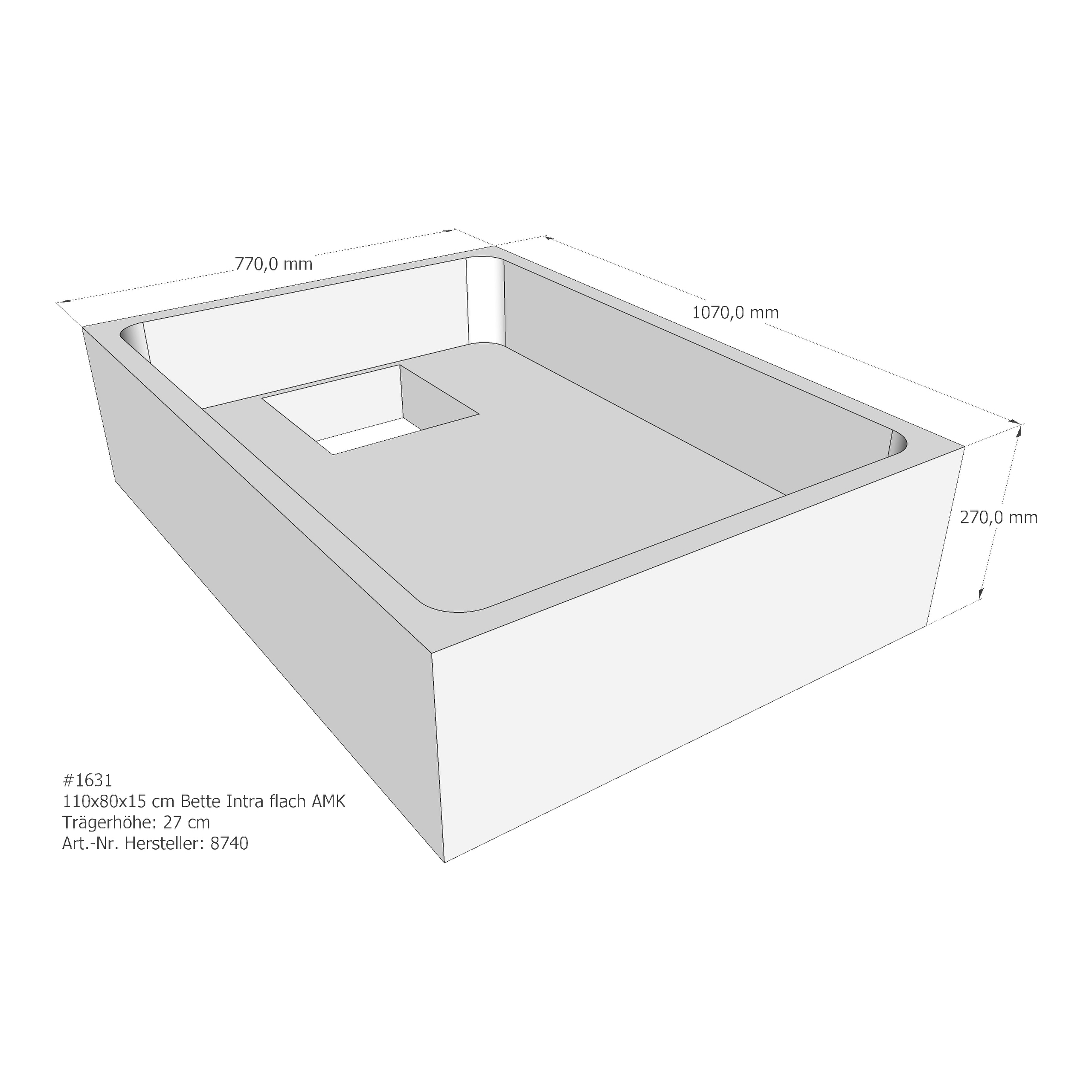 Duschwannenträger für Bette BetteQuinta (flach/Intra) 110 × 80 × 15 cm