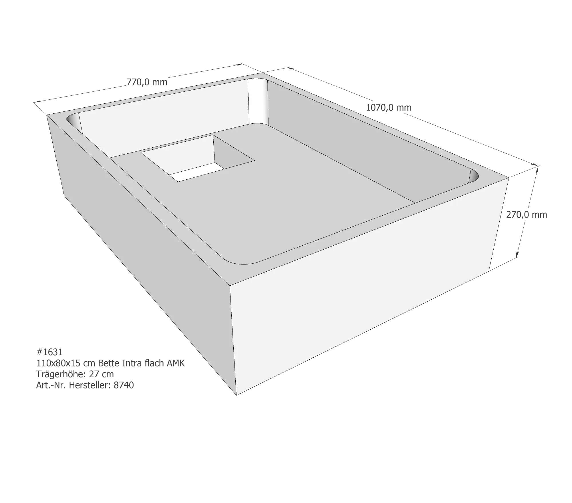 Duschwannenträger für Bette Quinta (flach/Intra) 110 × 80 × 15 cm Breite: 80 cm / Länge: 110 cm Duschwannenträger für Bette Quinta (flach/Intra) 110 × 80 × 15 cm Breite: 80 cm / Länge: 110 cm