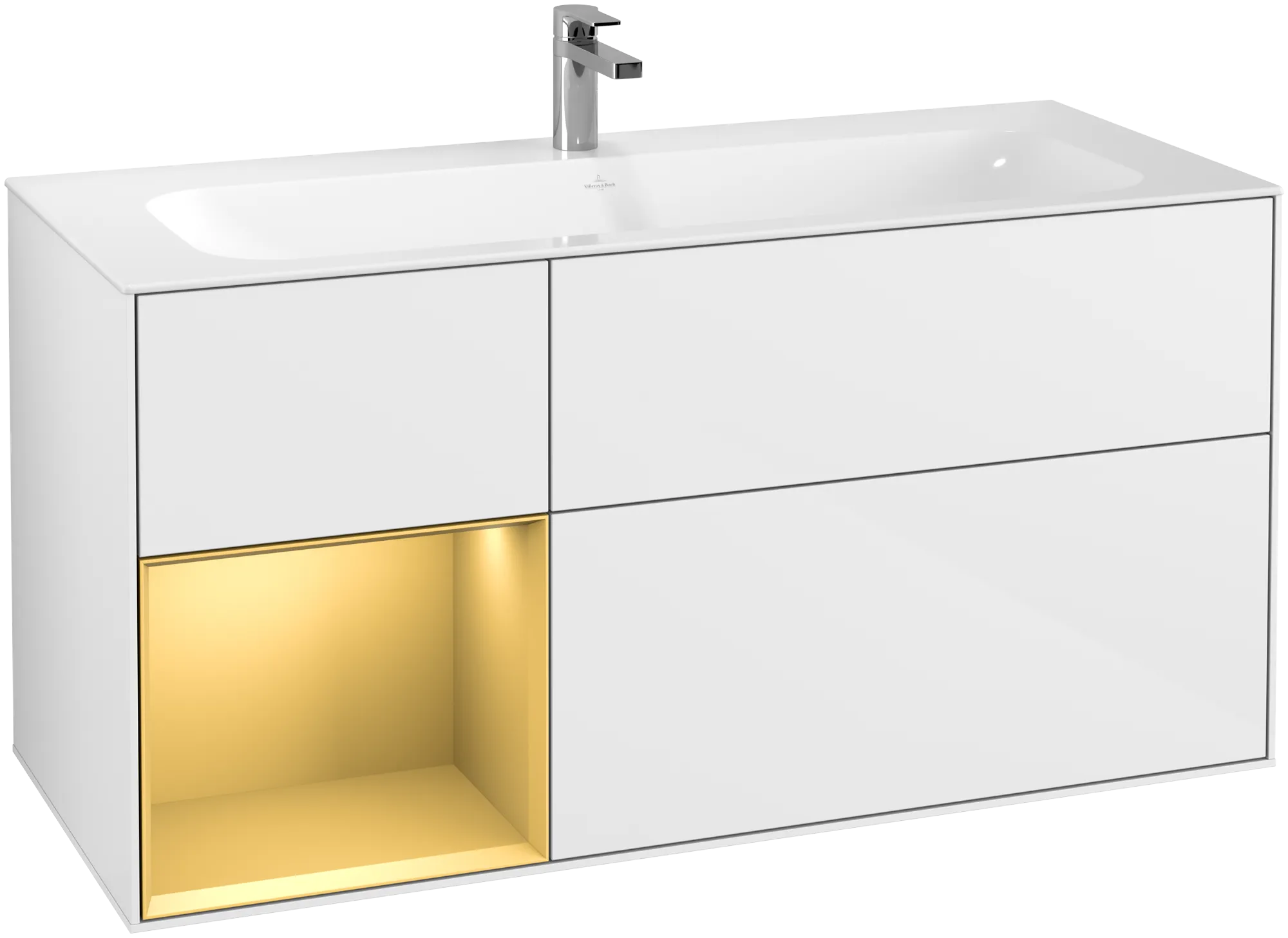 Villeroy & Boch Finion Waschbeckenunterschrank G06 1196x591x498mm Glossy White Lacquer / Gold Matt Lacquer