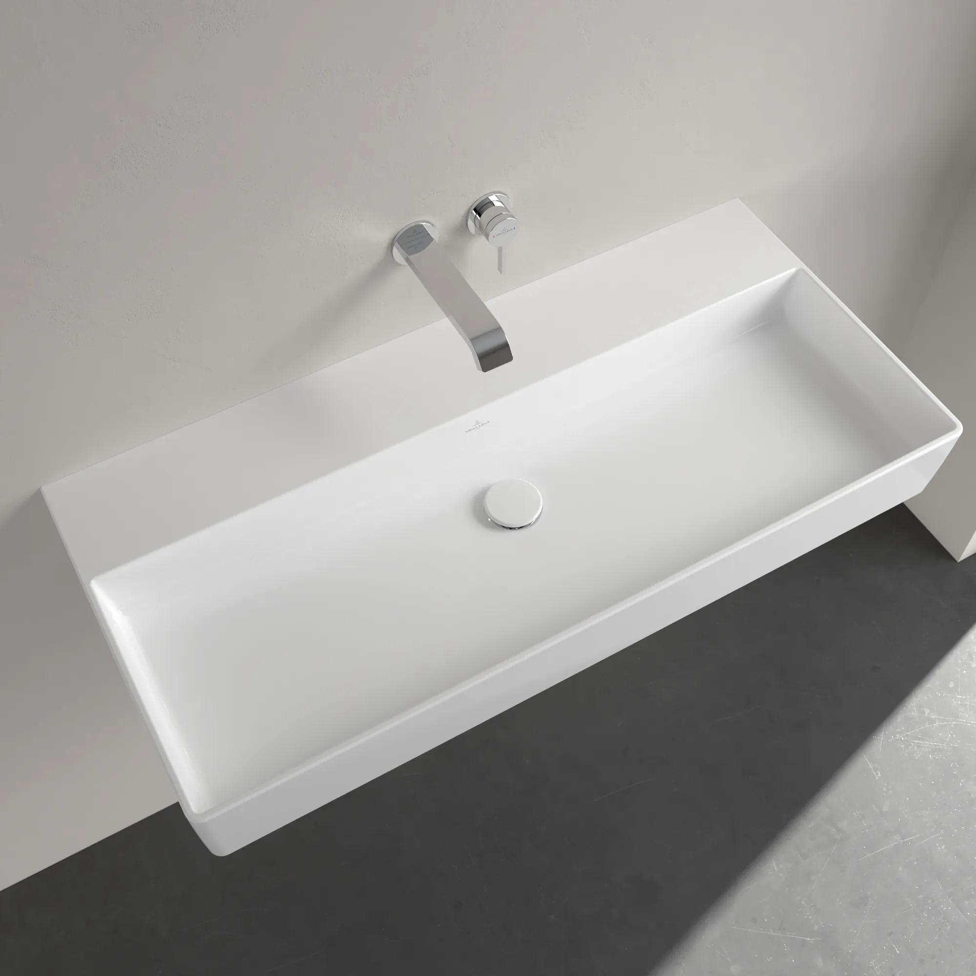 Villeroy & Boch Wandwaschtisch aus TitanCeram geschliffen „Memento 2.0“ 1000 × 470 × 135 mm, ohne Hahnlochbohrung in Weiß Alpin Villeroy & Boch Wandwaschtisch aus TitanCeram geschliffen „Memento 2.0“ 1000 × 470 × 135 mm, ohne Hahnlochbohrung in Weiß Alpin