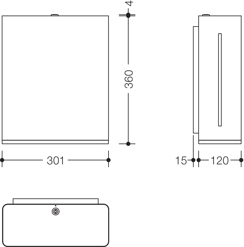 HEWI Papierhandtuchspender 30 × 12 × 36 cm