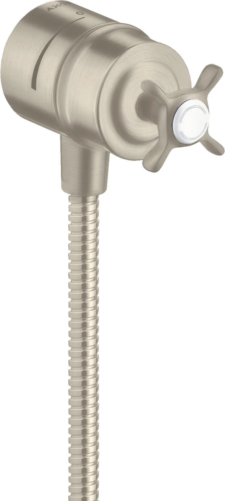 Hansgrohe AXOR Montreux Wandabsperrventil Fixfit Stop mit Rückflussverhinderer, Brushed Nickel, DN15 Hansgrohe AXOR Montreux Wandabsperrventil Fixfit Stop mit Rückflussverhinderer, Brushed Nickel, DN15