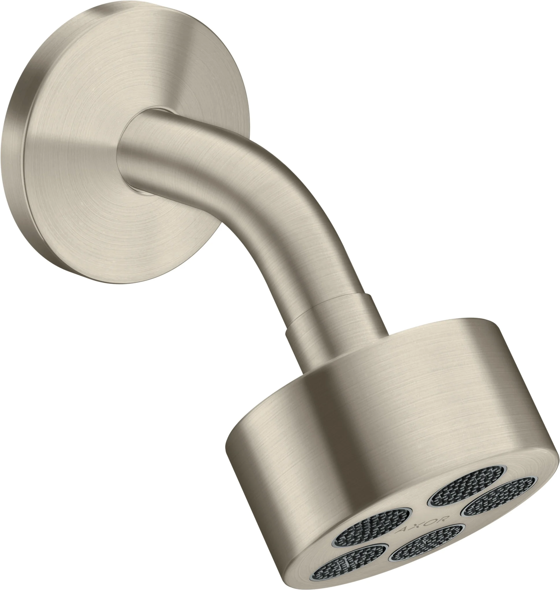 Hansgrohe AXOR One Kopfbrause 75 1jet EcoSmart Brushed Nickel, 73 mm Brausekopfgröße, PowderRain Strahlart, 8,7 l/min Durchflussmenge, verstellbarer Winkel, abnehmbare Kopfbrause, für Durchlauferhitzer geeignet