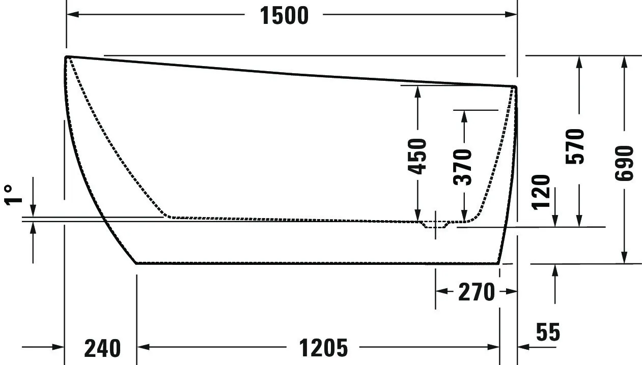 Duravit Badewanne „DuraFaro“ freistehend oval 150 × 70 cm