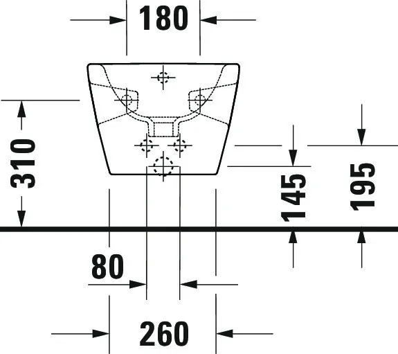 Duravit Wand-Bidet „D-Neo“, Befestigung sichtbar 37 × 54 × 27 cm