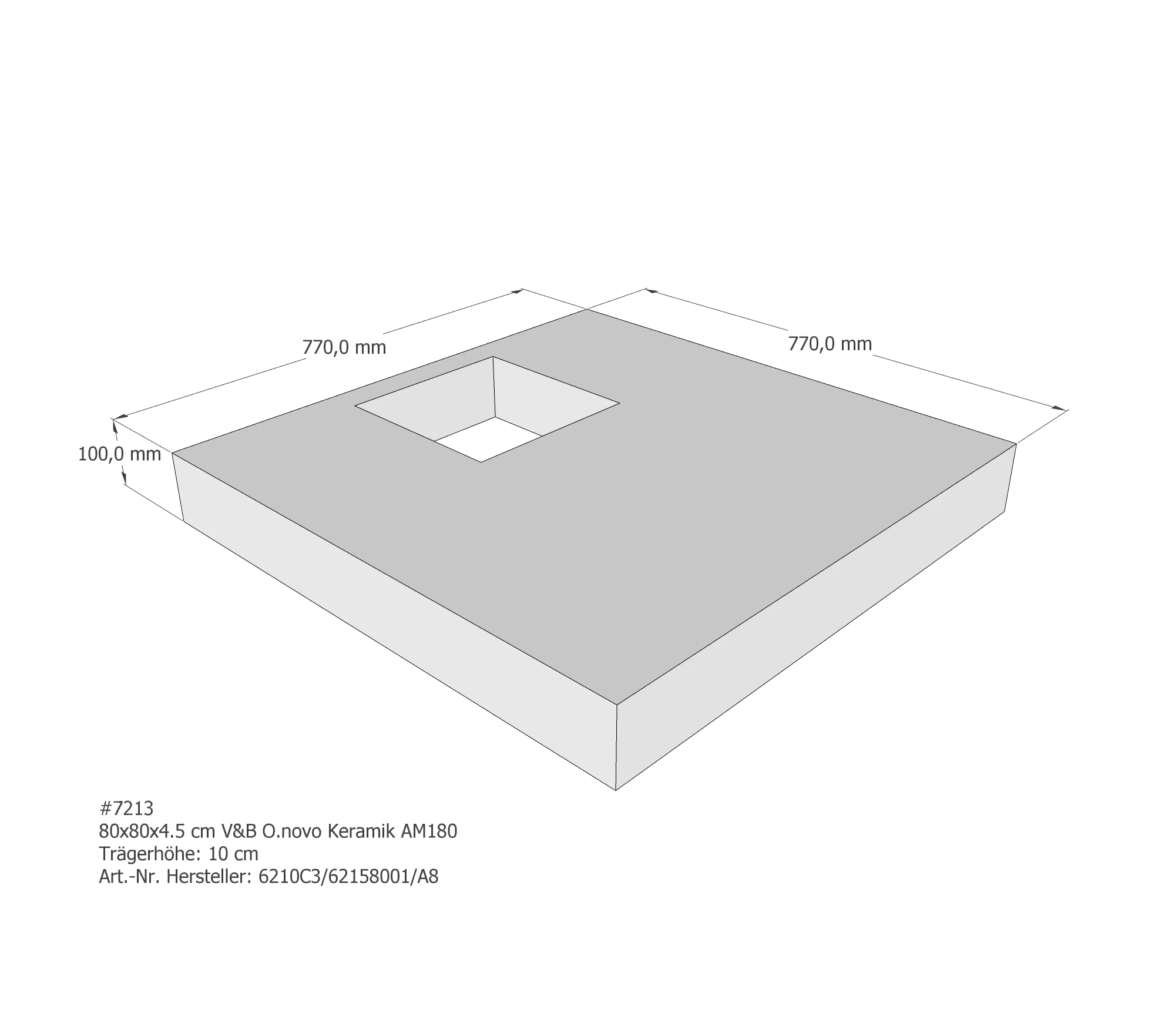 Duschwannenträger passend für Villeroy & Boch O.novo 80 × 80 × 4,5 cm Duschwannenträger passend für Villeroy & Boch O.novo 80 × 80 × 4,5 cm