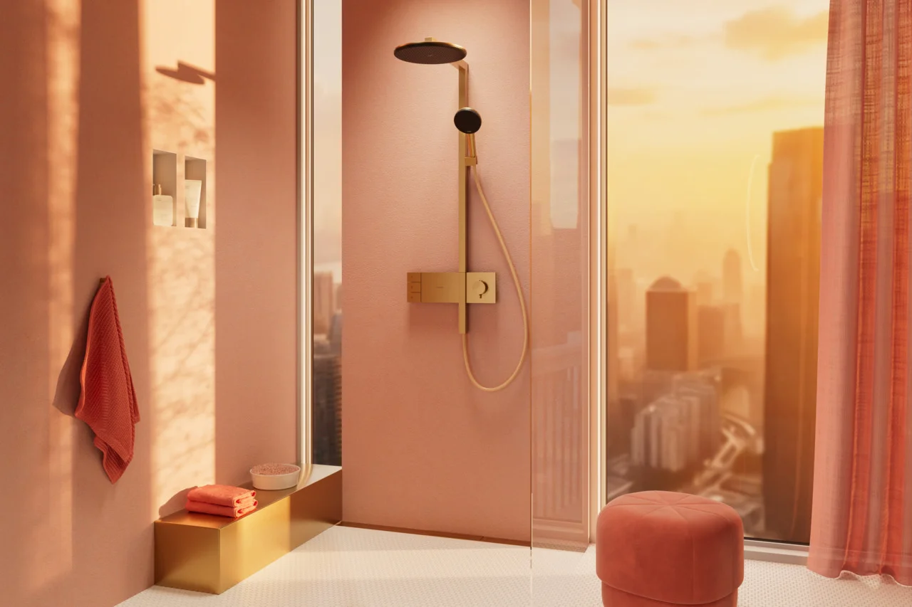 Hansgrohe RainDrain Flex Duschrinne 1200 mm, wandangebunden, Brushed Bronze, höhenverstellbar um 10 mm, bis zu 60 l/min Ablaufleistung