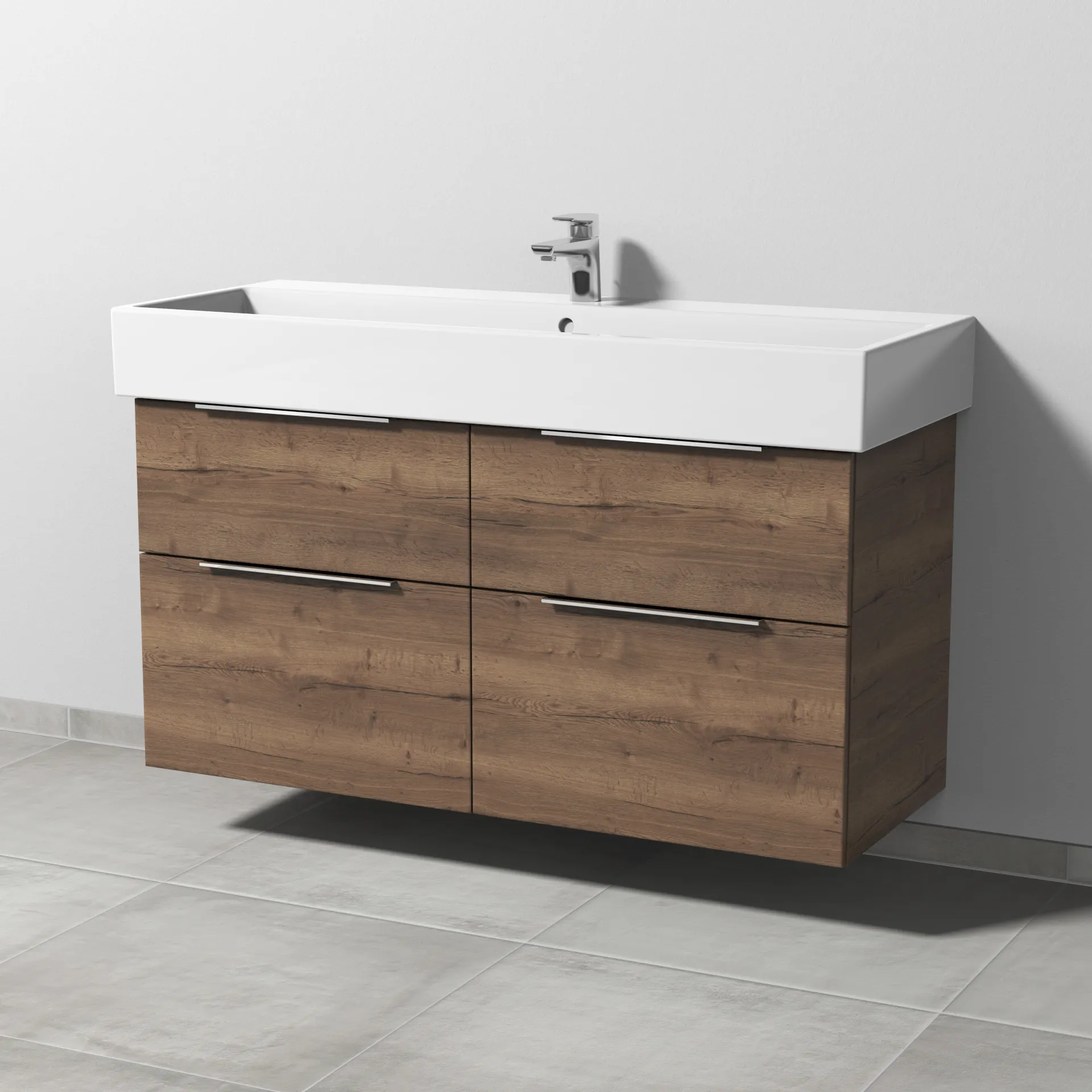 Sanipa Waschtischunterschrank „3way“ passend zu Keramik-Waschtische Vero Air von Duravit 1150 × 591 × 447 mm in Eiche Tabak