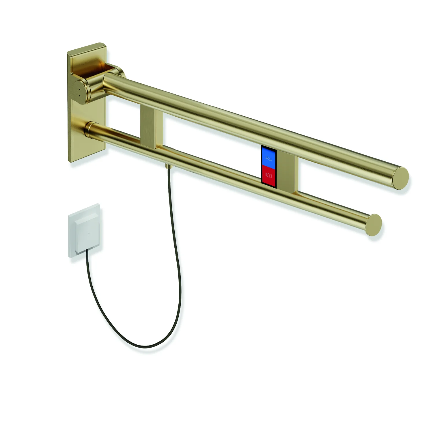 HEWI Stützklappgriff Duo Design A, Edelstahl PVD, 750 mm Ausladung