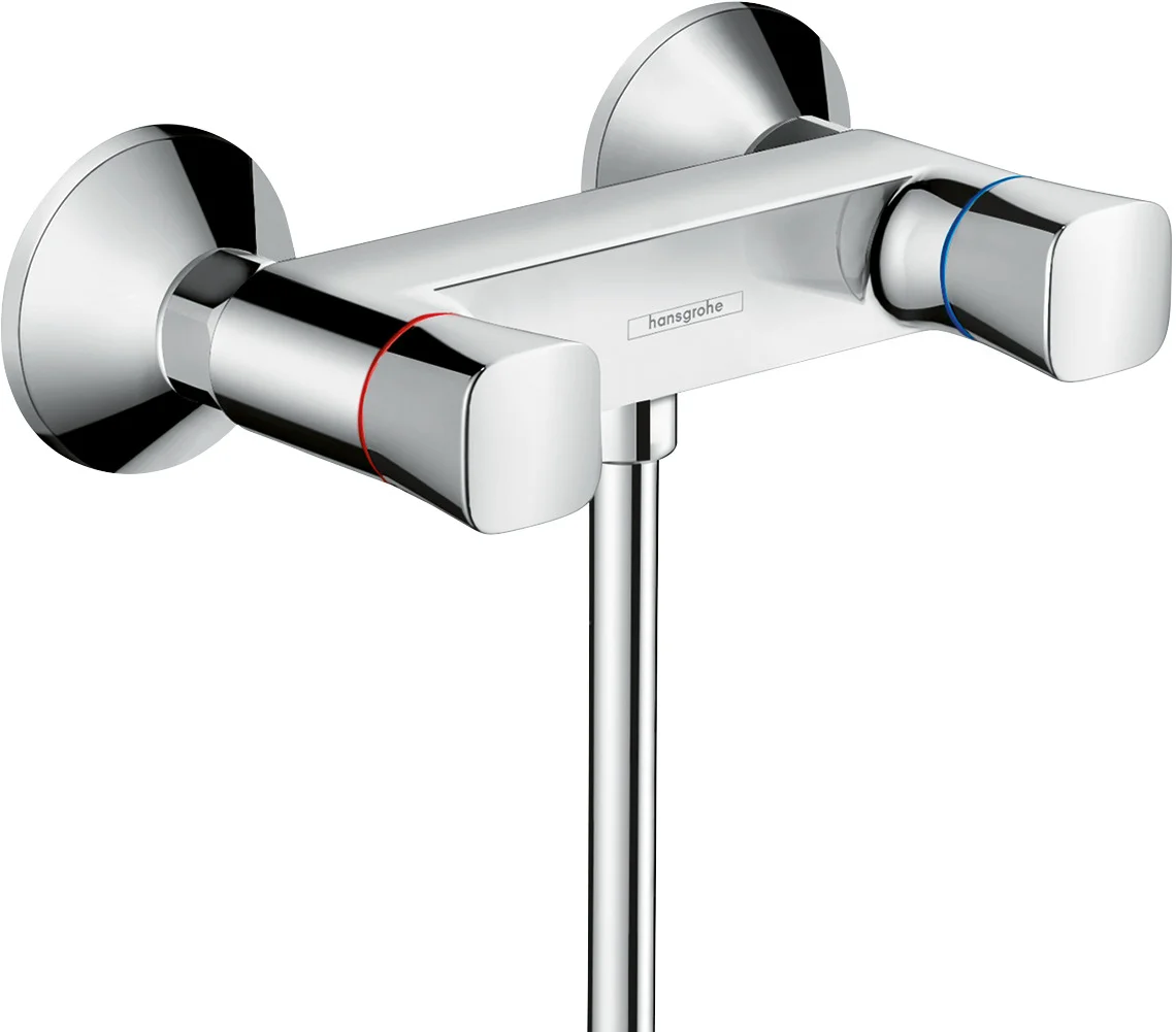 Hansgrohe Logis 2-Griff Brausemischer Aufputz Chrom, Stichmaß 150 mm, max. Durchfluss 17 l/min, Keramikventile 90°, Rückflussverhinderer, Schalldämpfer, für Durchlauferhitzer geeignet Hansgrohe Logis 2-Griff Brausemischer Aufputz Chrom, Stichmaß 150 mm, max. Durchfluss 17 l/min, Keramikventile 90°, Rückflussverhinderer, Schalldämpfer, für Durchlauferhitzer geeignet
