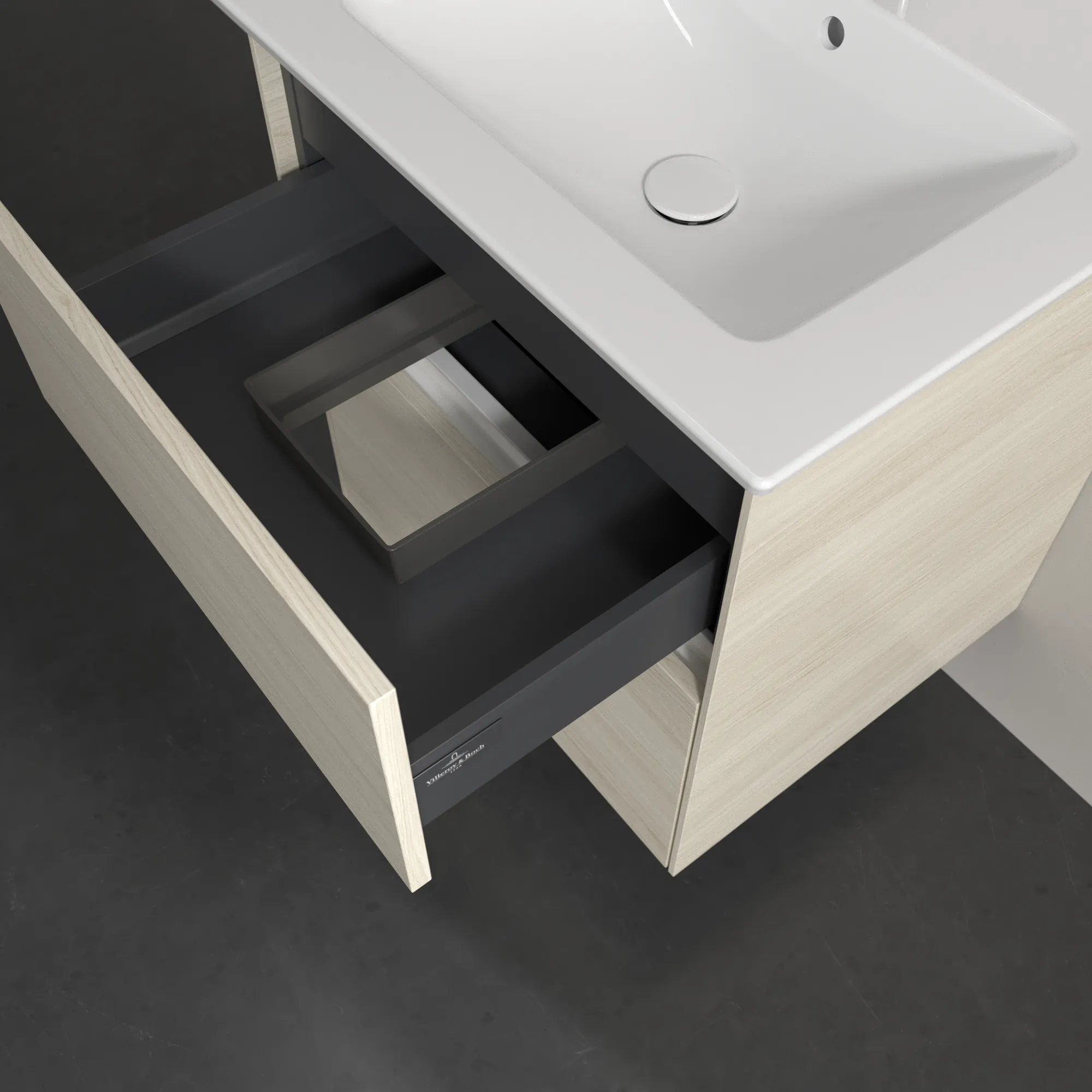 Villeroy & Boch Waschtischunterschrank „Collaro“ 561 × 610 × 480 mm White Oak, mit Beleuchtung, für Becken mittig Villeroy & Boch Waschtischunterschrank „Collaro“ 561 × 610 × 480 mm White Oak, mit Beleuchtung, für Becken mittig