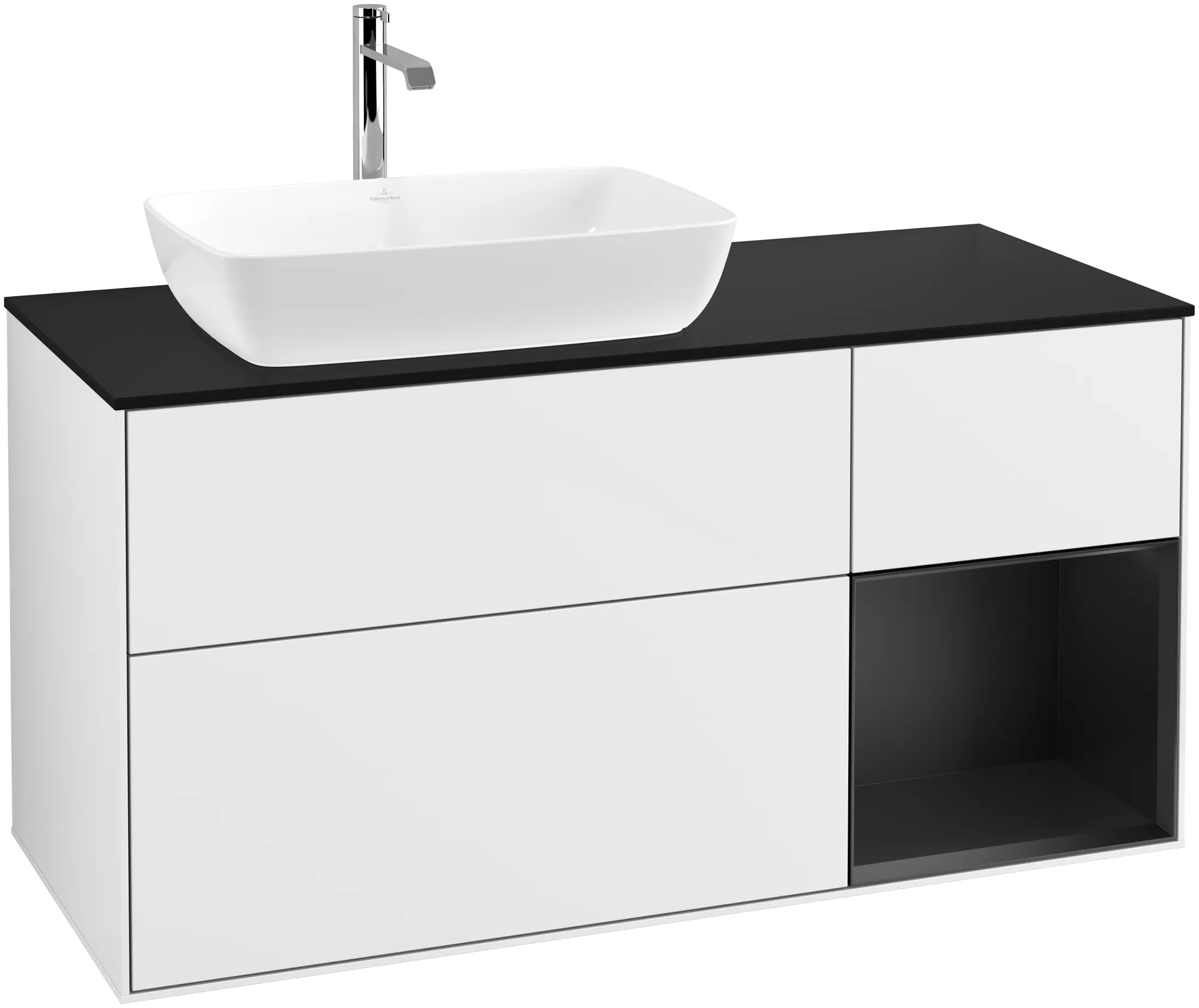 Villeroy & Boch Finion Waschbeckenunterschrank G81 1200x603x501mm Glossy White Lacquer / Black Matt