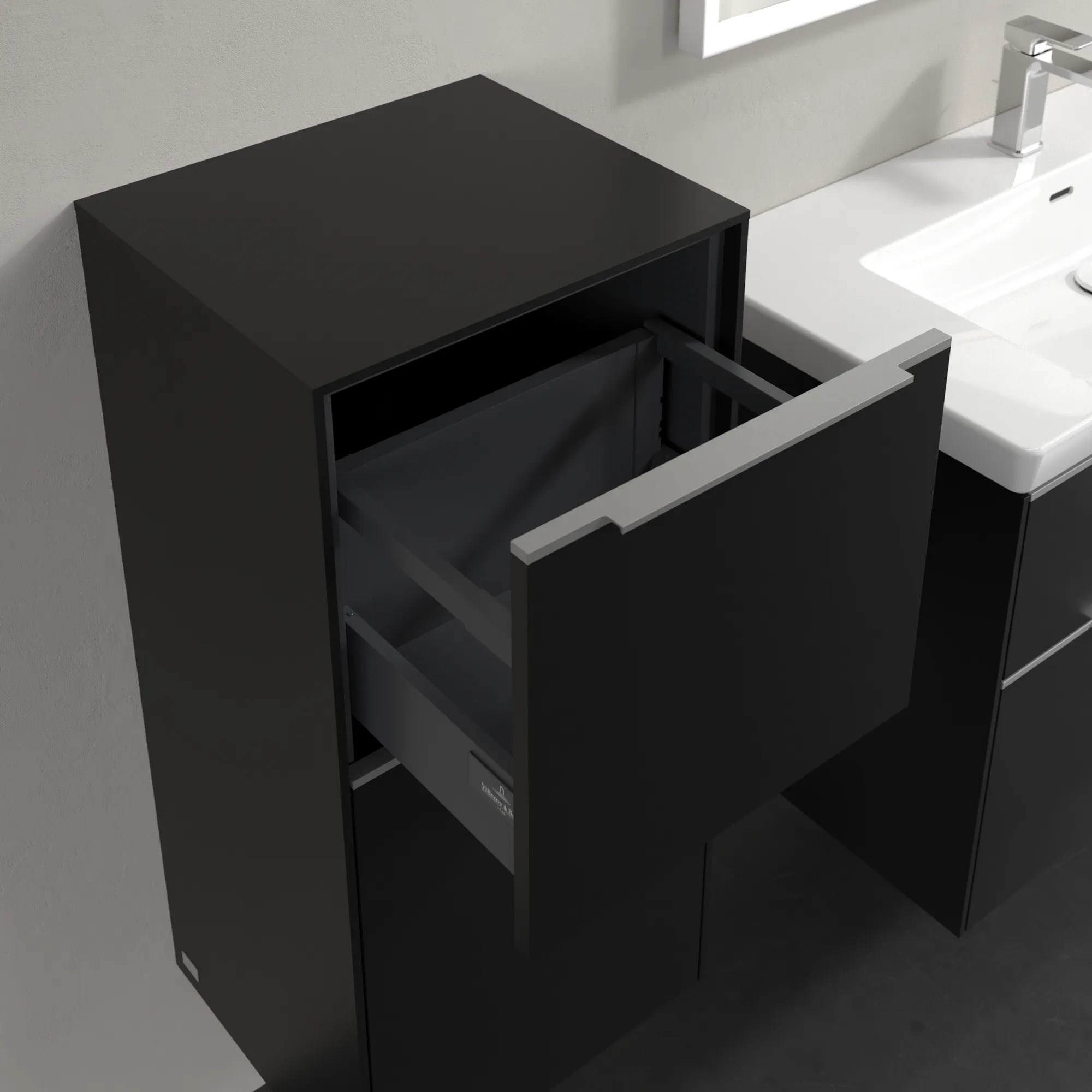 Villeroy & Boch Seitenschrank „Subway 3.0“ 40 × 86 × 36,2 × 36,2 cm 1 Auszug, 1 Tür, Anschlag (Scharnier) links, 1 Tür, Anschlag links